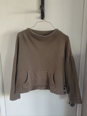 Madewell Olive Taupe Side-Button Pocket Sweatshirt